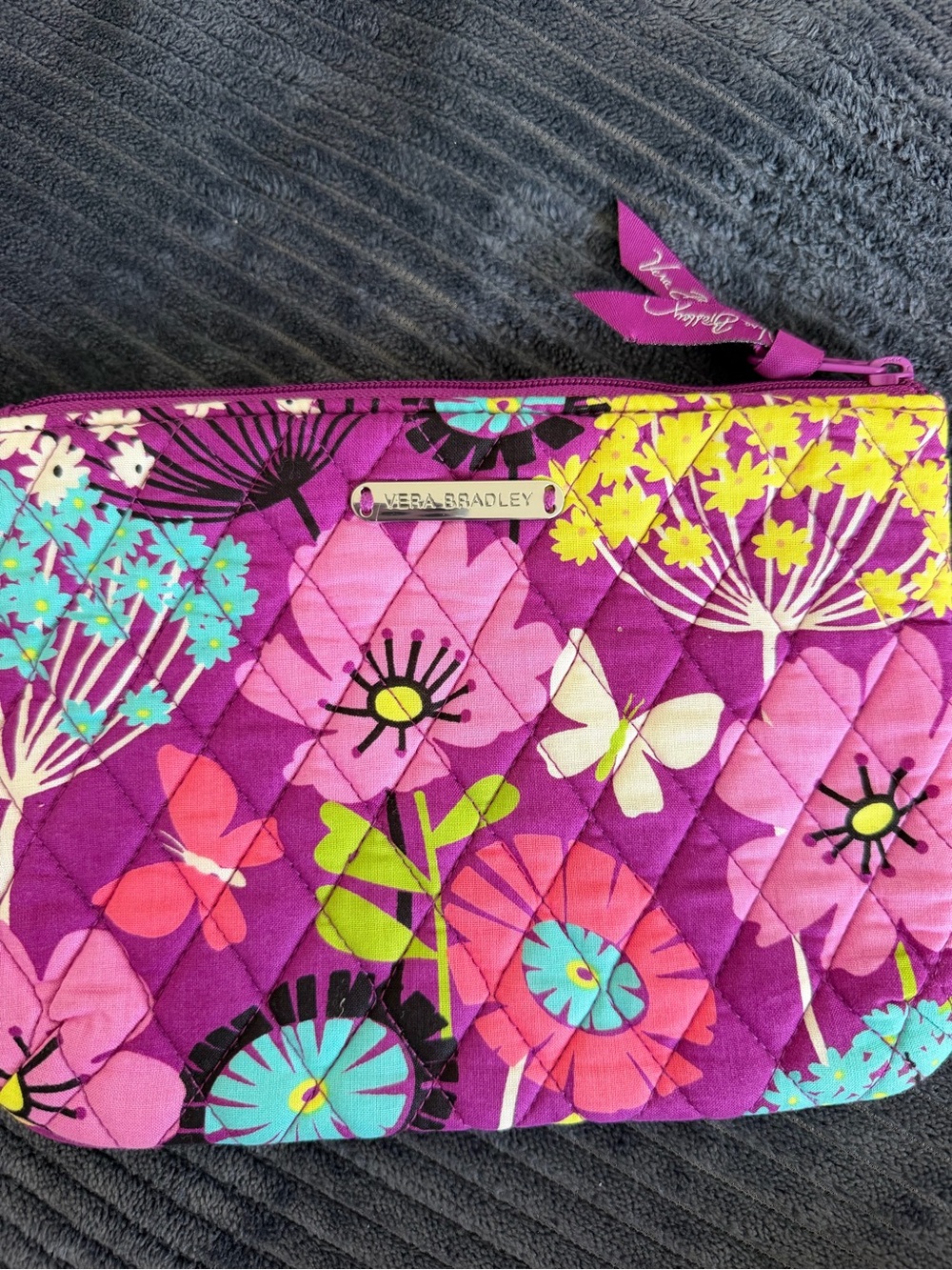 Vera Bradley Purple Floral Quilted Cosmetic Pouch